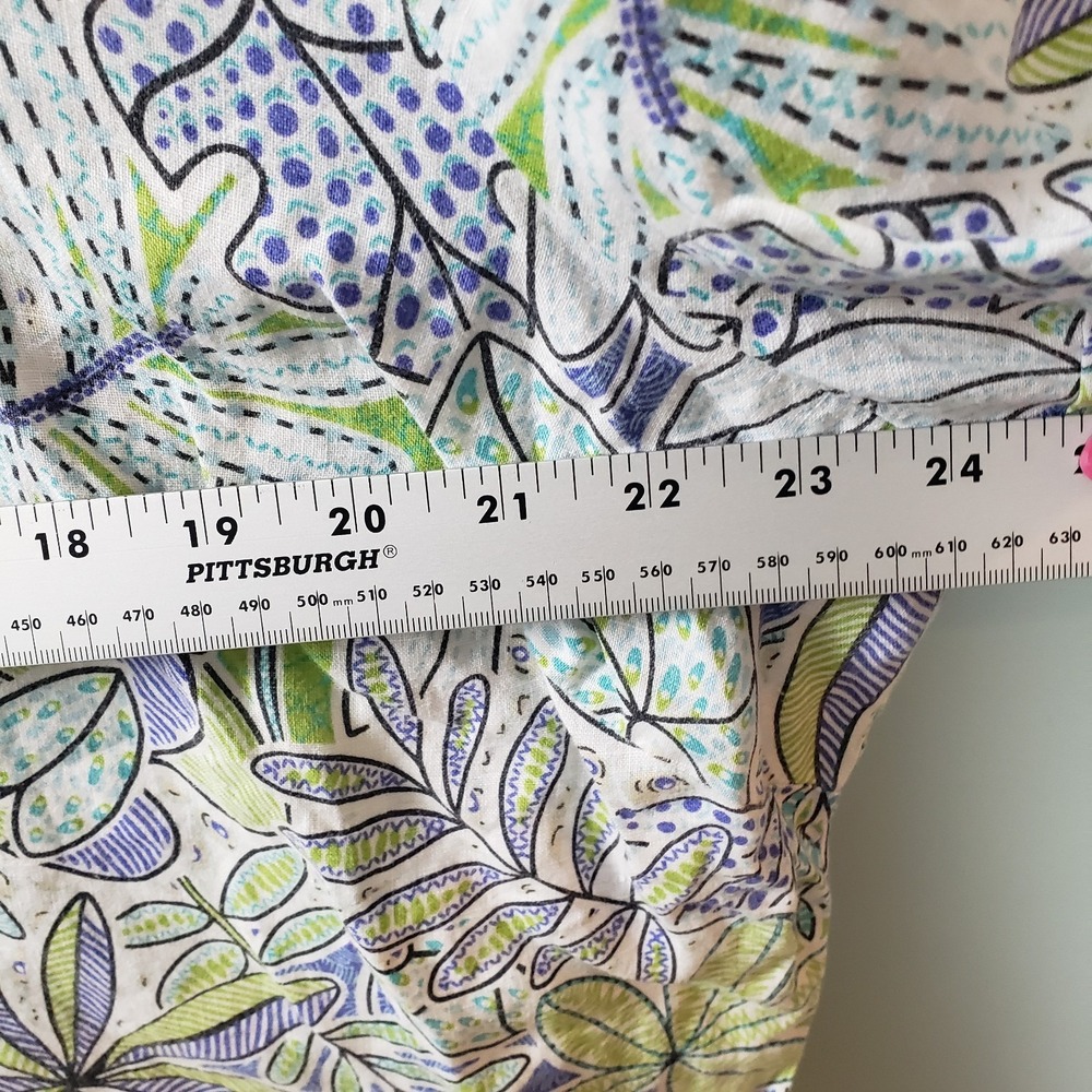 KIM ROGERS Top 2X Short 100% Linen Sleeve Button Up Printed Shirt - Picture 4 of 6